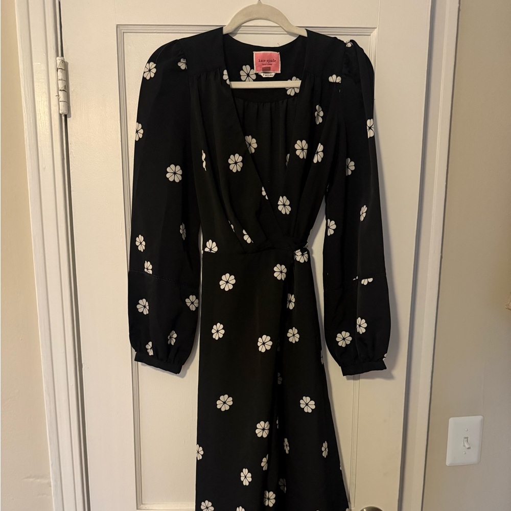 Kate Spade Black and White Floral Long Sleeve Dress